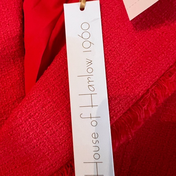 NWT $259 House of Harlow Red Tweed Double Breasted
Blazer Frayed Trim - Picture 10 of 11